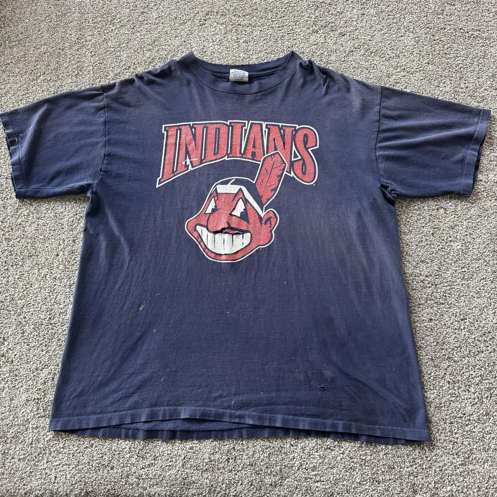 Vintage Cleveland Guardians Shirt Mens 2XL Blue MLB Baseball Joy Athletic 90s